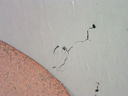 Welding crack in a copper-matrix composite