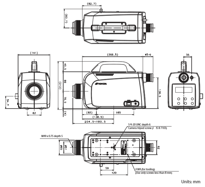 Dimensions of TOPCON BM-5AC